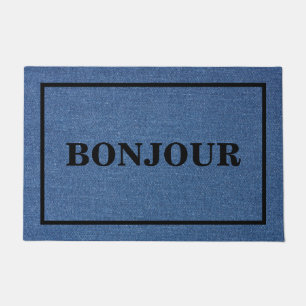 CUSTOMISABLE BONJOUR Original textile blue jeans Doormat