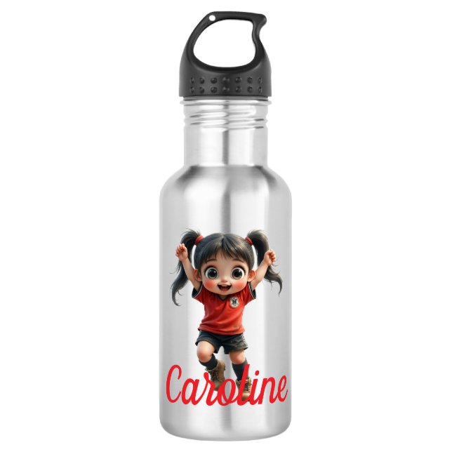 Customisable Chibi Style Girl Soccer Player 532 Ml Water Bottle (Front)