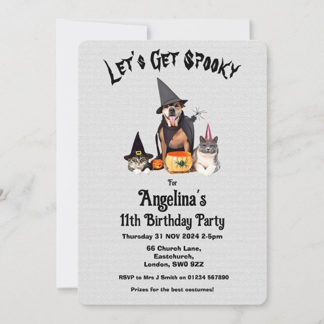 Customisable Child Costume Birthday Party Invitation (Front)
