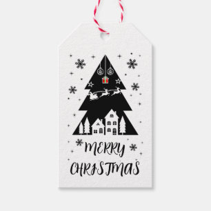 Customisable Christmas tree design with sleigh Gift Tags