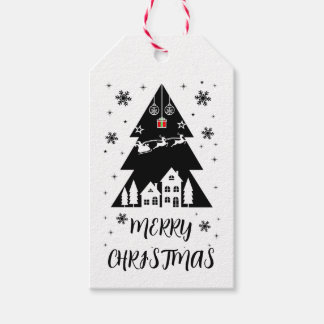 Customisable Christmas tree design with sleigh Gift Tags