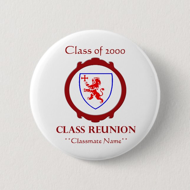 CUSTOMISABLE Class of 2000 Reunion Name Badge 2 Inch Round Button (Front)