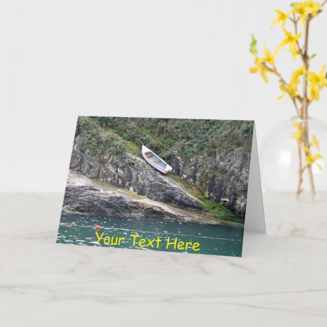 Customisable Cornwall boat Card (Yellow Flower)