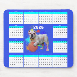 Customisable Cute British Bulldog Calendar Mouse Pad