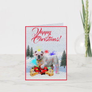 Customisable Cute British Bulldog Yappy Xmas Card