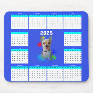Customisable Cute Chihuahua Dog Calendar  Mouse Pad