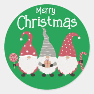 Customisable cute Christmas Gnome for kids Classic Round Sticker