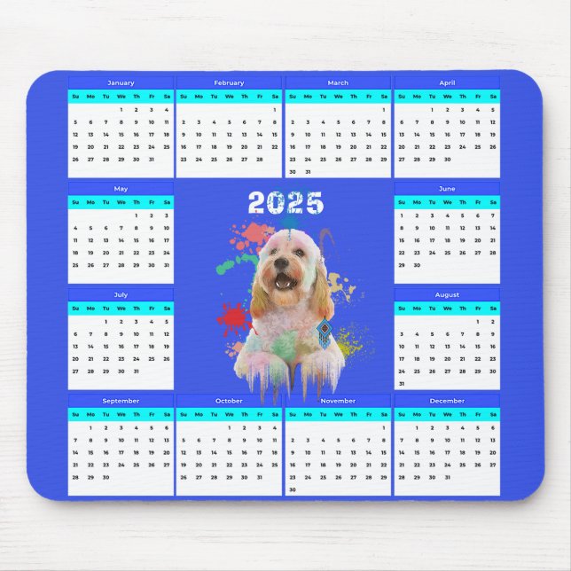 Customisable Cute Cockapoo Dog Calendar  Mouse Pad (Front)