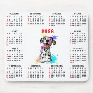 Customisable Cute Dalmatian Dog Calendar Mouse Pad
