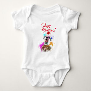 Customisable Cute Dalmatian Dog Yappy Christmas Baby Bodysuit