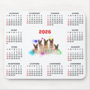Customisable Cute German Shepherd Dog Calendar Mouse Pad