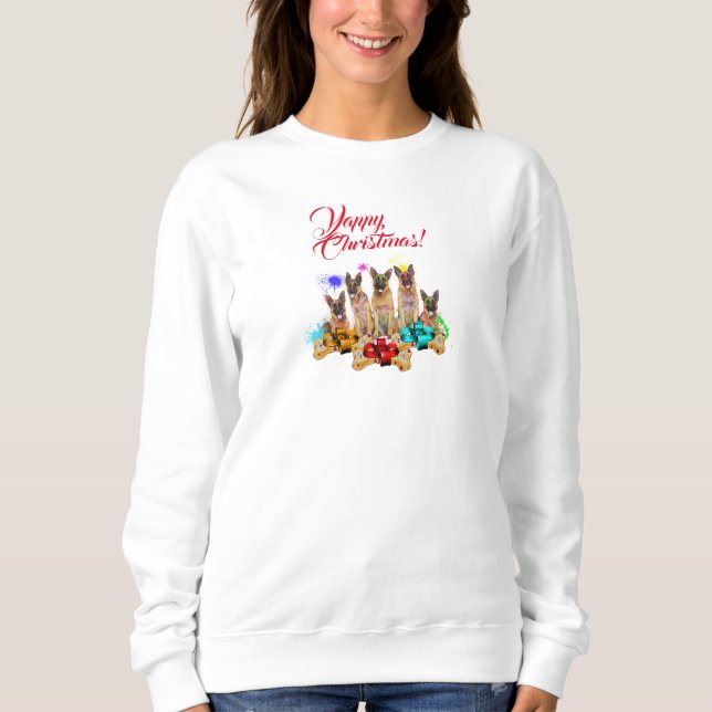 Customisable Cute German Shepherd Yappy Christmas Sweatshirt (Front)