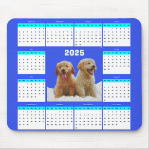 Customisable Cute Golden Retriever Dog Calendar  Mouse Pad