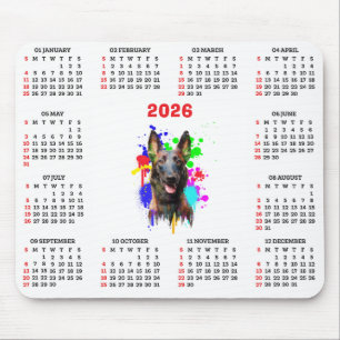 Customisable Cute Malinois Dog Calendar Mouse Pad