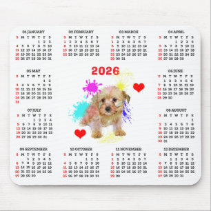 Customisable Cute Morkie Dog Calendar Mouse Pad