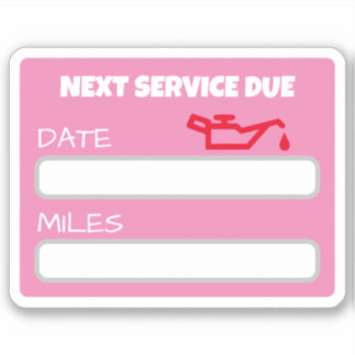 Customisable Cute Oil Change Reminder Oil Change
