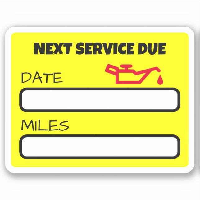 Customisable Cute Oil Change Reminder Oil Change (Front)