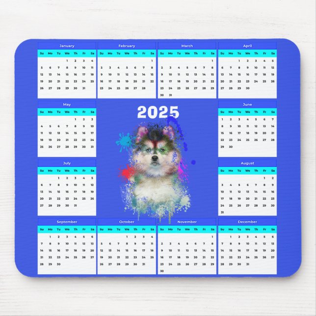 Customisable Cute Pomsky Dog Calendar  Mouse Pad (Front)