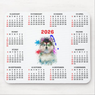 Customisable Cute Pomsky Dog Calendar Mouse Pad