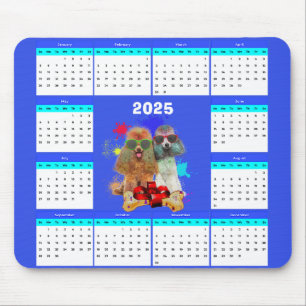 Customisable Cute Poodle Dog Calendar  Mouse Pad