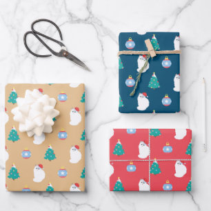 Customisable Cute Ragdoll Cat Christmas Wrapping Paper Sheet