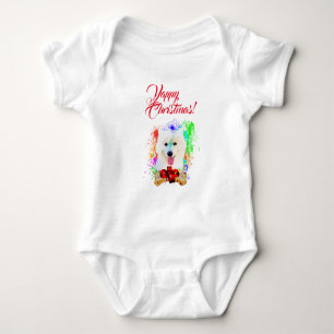 Customisable Cute Samoyed Dog Yappy Christmas Baby Bodysuit