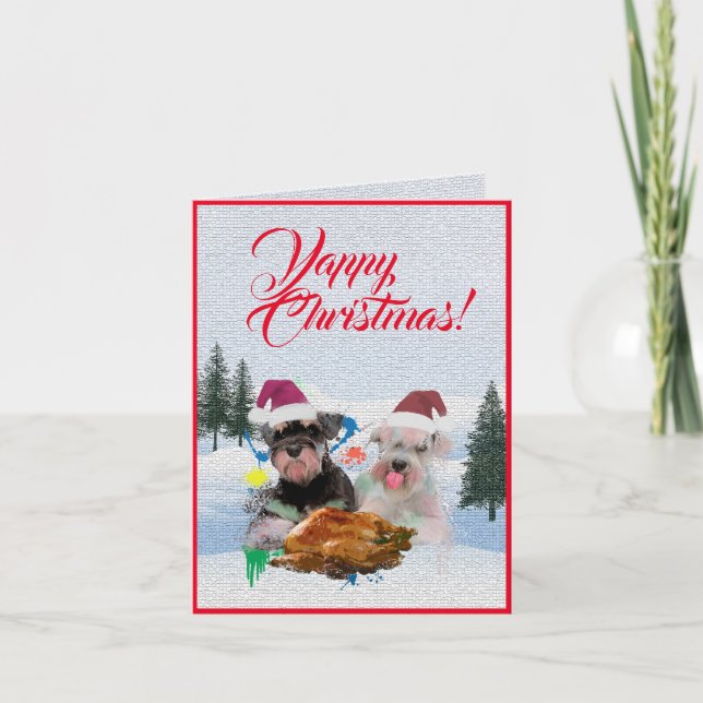 Customisable Cute Schnauzer Dog Christmas Card (Front)