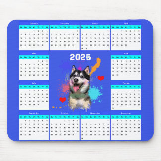 Customisable Cute Siberian Husky Dog Calendar Mouse Pad