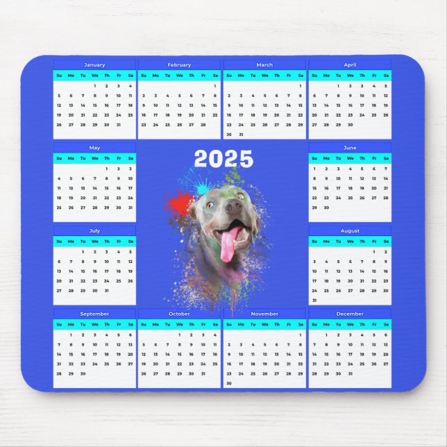 Customisable Cute Weimaraner Dog Calendar  Mouse Pad (Front)