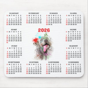 Customisable Cute Weimaraner Dog Calendar  Mouse Pad