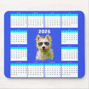 Customisable Cute Westie Dog Calendar  Mouse Pad