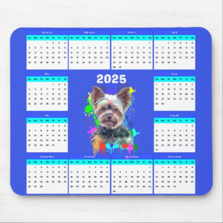 Customisable Cute Yorkie Dog Calendar  Mouse Pad
