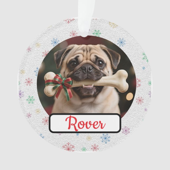 Customisable Dog And Bone Pet Owner's Acrylic Xmas (devant)