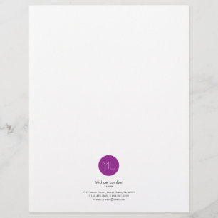 Customisable En-tête de lettre pourpre de monogramme de cercle
