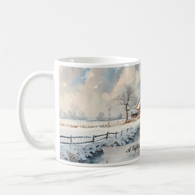 Customisable English Countryside Winter Landscape Coffee Mug (Left)