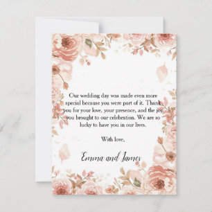 Customisable Floral Wedding Thank You Card Elega