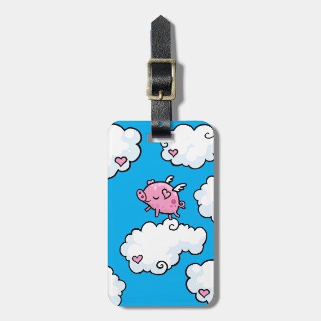 customisable Flying pig luggage tag (Front Vertical)