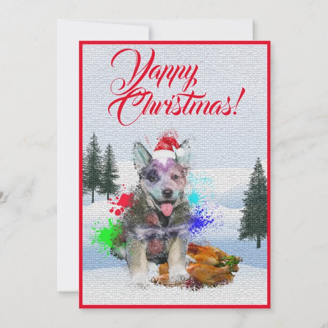 Customisable Funny Blue Heeler Dog Yappy Xmas Card (Front)