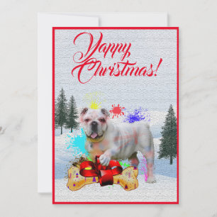 Customisable Funny British Bulldog Yappy Xmas Card
