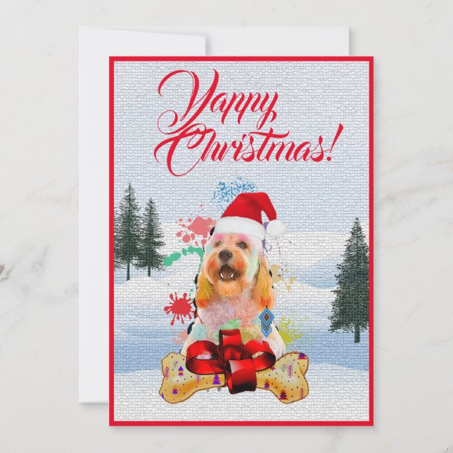 Customisable Funny Cockapoo Dog Yappy Xmas Card (Front)