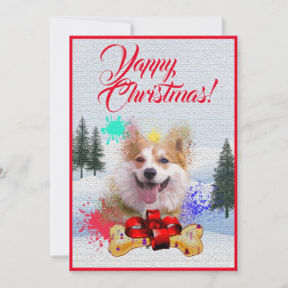 Customisable Funny Corgi Dog Yappy Xmas Card