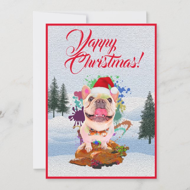 Customisable Funny French Bulldog Yappy Xmas Card (Front)