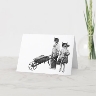Customisable Funny Gardening Cats Card
