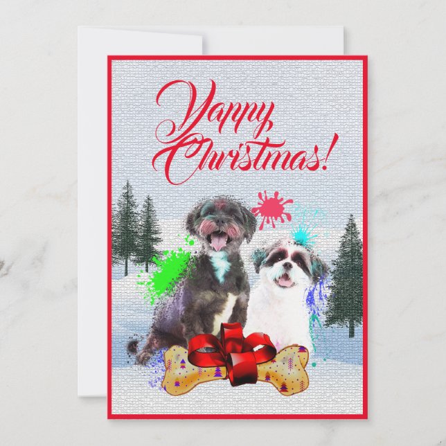 Customisable Funny Shih Tzu Dog Christmas Card (Front)