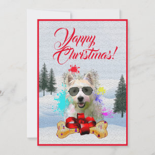 Customisable Funny Westie Dog Christmas Card