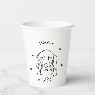 Customisable Golden Retriever Line Art Paper Cups