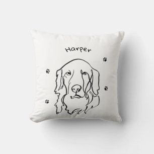 Customisable Golden Retriever Line Art Throw Pillow