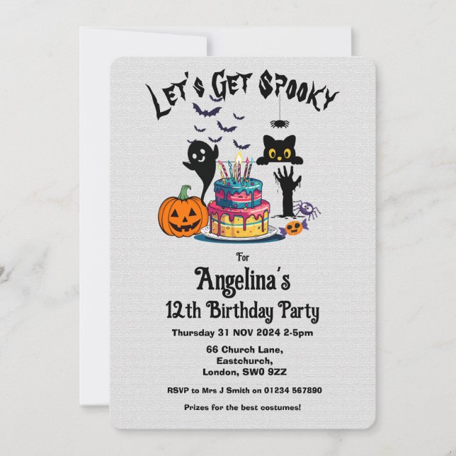 Customisable Halloween Kid's Birthday Party Invitation (Front)