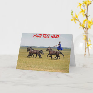 Customisable Hungart horseman and horses Card