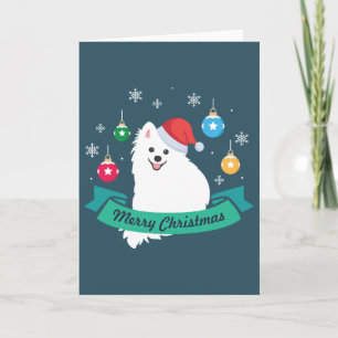 Customisable Japanese Spitz Dog's Merry Christmas Card
